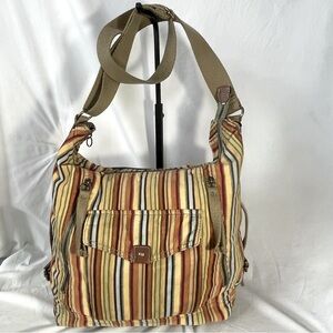 Fossil Striped Corduroy Tote Shoulder Bag